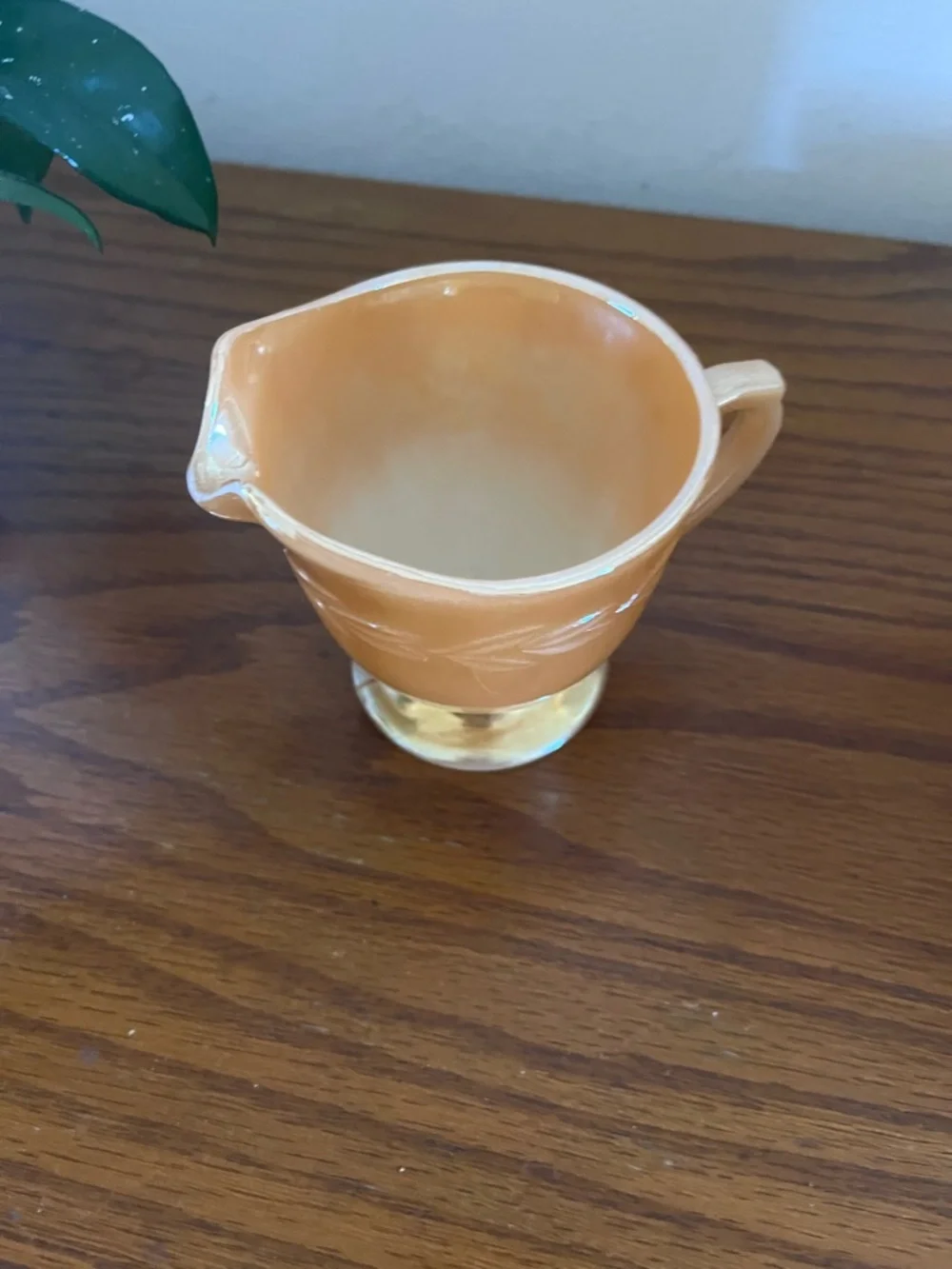 Vintage Fire king ware Peach Glass Creamer Pitcher